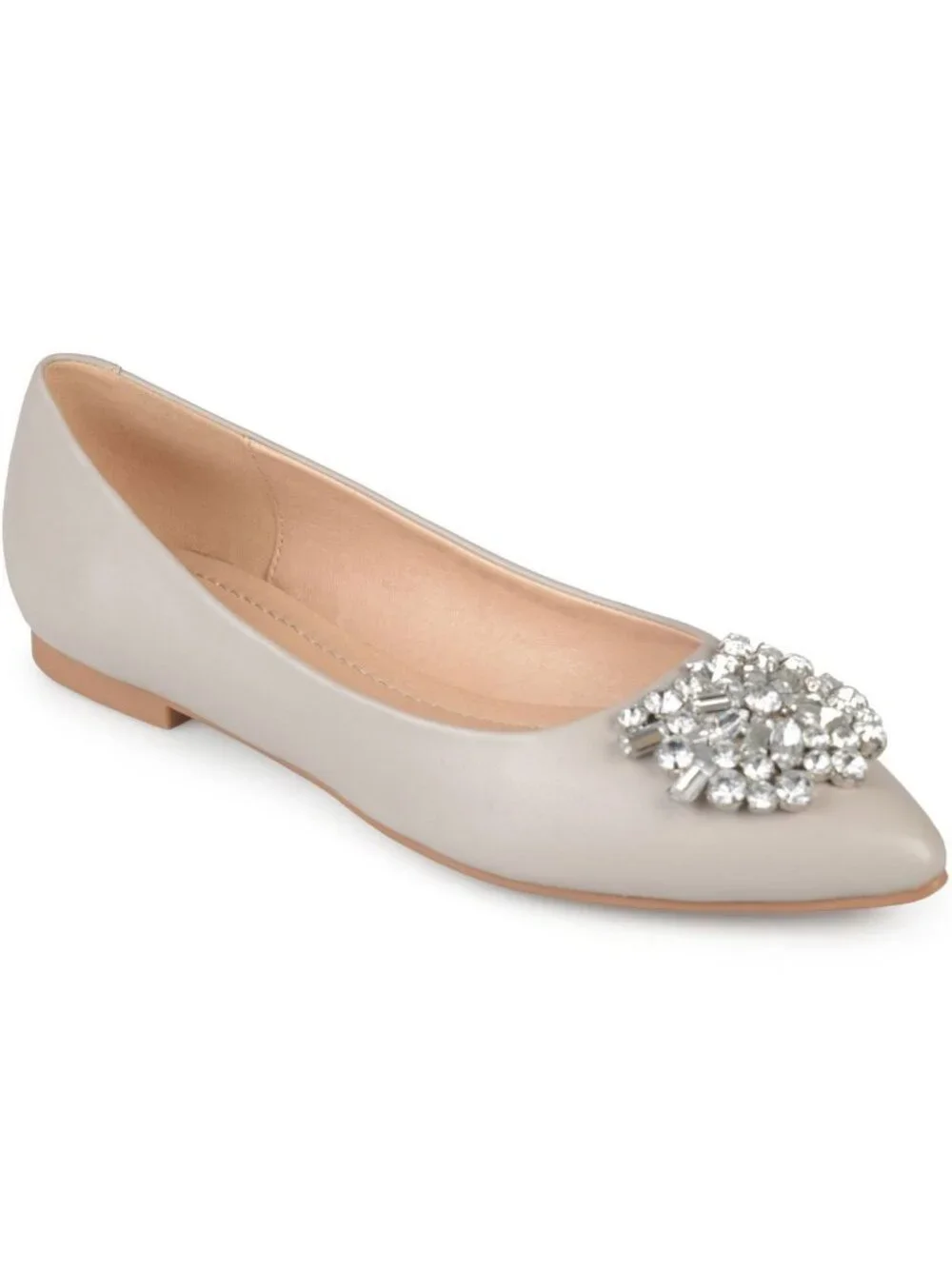 Journee Collection Renzo Gray Rhinestone Pointed Toe Flats Women's Size 7